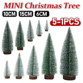 Мини-елочки, маленькие искусственные елочные украшения, кедровая сосна, сизаль, настольное украшение для рождественской вечеринки 6cm -1pc