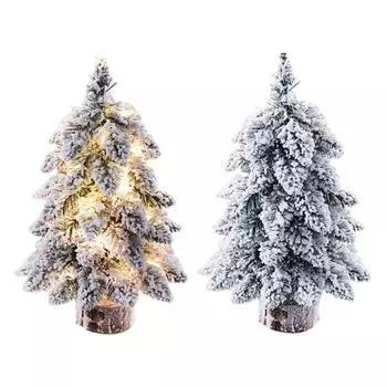 Мини-елочное украшение из искусственного снега, флокированная рождественская елка, светящаяся сосна Without Light