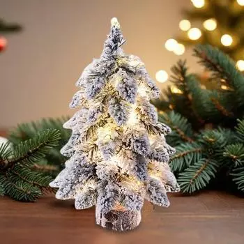 Мини-елочное украшение из искусственного снега, флокированная рождественская елка, светящаяся сосна Without Light