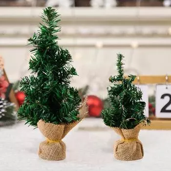 Мини-елочные украшения для стола, искусственные елочные украшения с льняной основой для домашнего офиса, вечеринок, праздничного декора L
