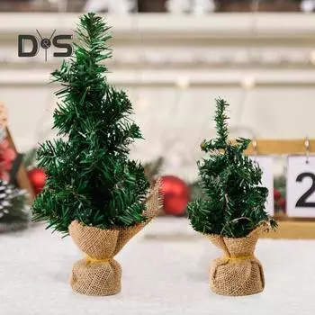 Мини-елочные украшения для стола, искусственные елочные украшения с льняной основой для домашнего офиса, вечеринок, праздничного декора L