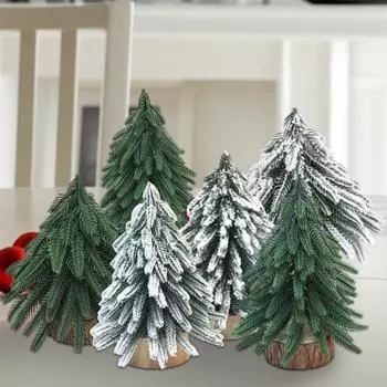 Мини-елочные украшения, реалистичная зеленая сосна, заснеженная рождественская елка, настольное украшение, имитация сосны для праздничного декора домашнего офиса S Christmas Tree