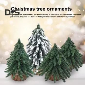 Мини-елочные украшения, реалистичная зеленая сосна, заснеженная рождественская елка, настольное украшение, имитация сосны для праздничного декора домашнего офиса S Christmas Tree