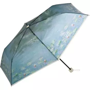 Mini Famous Painting Umbrella Lilies Folding Umbrella with 50cm Perfect for and and Cute with Storage Bag and Wpc. [Vinyl Umbrella] Monet/Water Ribs,