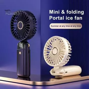 Mini Fan 5-Gears Adjustable Digital Display Quiet Operation 6000mAh Long Standby Time Cooling 5W 5V New Portable Hand-Held Fan Office Desktop Fan зелёный