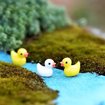 Mini Figures Micro Slime Ornament DIY Aquarium Landscape Resin Decor Miniature Ducks Yellow Tiny Duck Fairy Garden Handmade зелёный