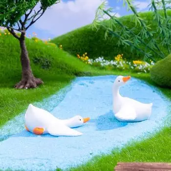 Мини-фигурка милых гусей, модель животного, мох, микропейзаж, домашний декор, миниатюрные аксессуары для украшения сада фей