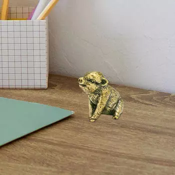 Мини-фигурка свиньи, китайский декор фэн-шуй, скульптура маленького животного, настольное украшение для полки, весна