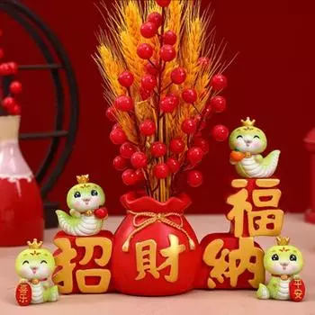 Мини-фигурка змеи 2025 года, украшение из смолы, статуэтка зодиакальной змеи ручной работы, скульптура животного, приносящая удачу, для декора домашнего офиса D