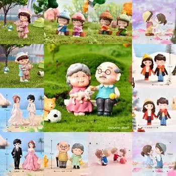 Мини-фигурки для пар, бабушек, дедушек, сладких влюбленных, украшение для сада фей, миниатюрные фигурки для украшения дома
