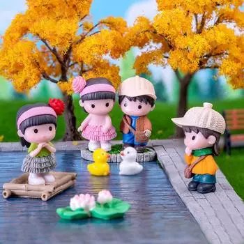 Мини-фигурки кукол, фигурки влюбленных, пара, миниатюрный декор, мальчик, девочка, модель для волшебного сада, украшения для дома, подарок на День святого Валентина