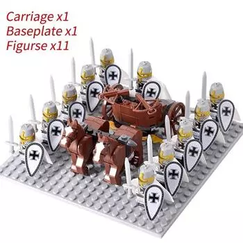 Мини-фигурки средневековых рыцарей, строительные блоки, римская колесница, карета, солдат, боевая лошадь, кирпичи, игрушки для детей, подарок