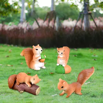 Мини-фигурки животных-белок, миниатюрная садовая статуя, милые поделки, сказочные аксессуары серый