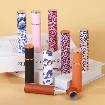 Мини-флакон для духов из искусственной кожи 10 мл, пустые косметические контейнеры, новый вращающийся флакон-спрей, подарок 10