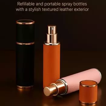 Мини-флакон для духов из искусственной кожи 10 мл, пустые косметические контейнеры, новый вращающийся флакон для путешествий 12
