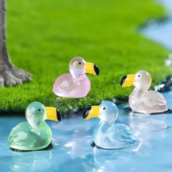 Мини-фламинго, светящееся украшение, поделки, миниатюрные фигурки, крошечный фламинго, микропейзаж, украшение для дома, аксессуары, подарки