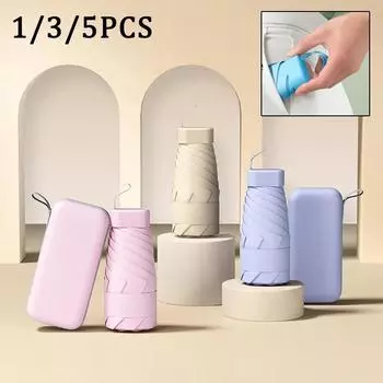 Mini Flat Six Folding Sunshade Sun Umbrella Sunscreen UV Umbrella Female Custom Advertising Compact Portable Capsule Umbrella