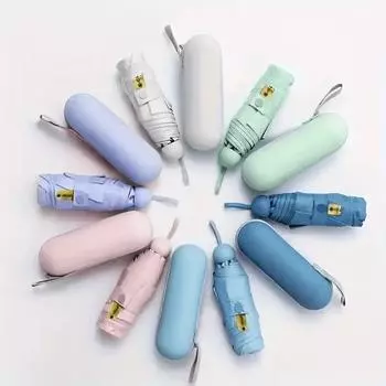 Мини складной зонт, прочный и водонепроницаемый, компактный дорожный зонт, с 6 стальными рамами, симпатичного розового цвета и аксессуарами в виде кольца для ключей, портативный