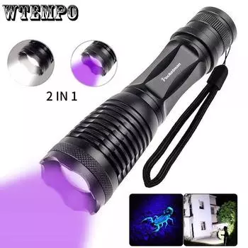 Мини фонарик 2 в 1 УФ фонарик LED Linternas факел 395 нм ультрафиолетовый детектор мочи для кемпинга пеший туризм чёрный