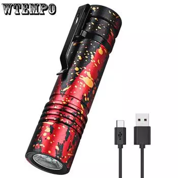 Мини-фонарик из алюминиевого сплава со встроенным аккумулятором USB-C для зарядки, яркий фонарик для дома и улицы