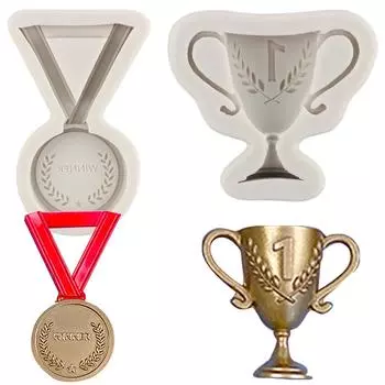 Мини-форма для трофея, форма для помадки, украшение торта, медаль, силиконовые формы для выпечки, шоколада, форма для мастики, конфеты, смола, глиняные формы чёрный