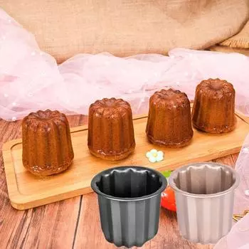 Мини-формы для выпечки Canele из углеродистой стали, однокамерные антипригарные формы для кексов, термостойкие формы для кексов, французские десерты серый