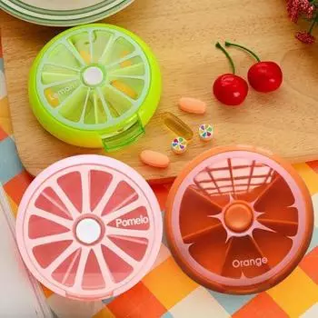 Мини-фруктовый вращающийся еженедельный ящик для таблеток, органайзер-разделитель, контейнер для лекарств зелёный