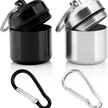 Мини-футляр для таблеток, алюминиевый контейнер для лекарств, витамины, лекарства и рыбий жир, маленькая таблетка для путешествий чёрный