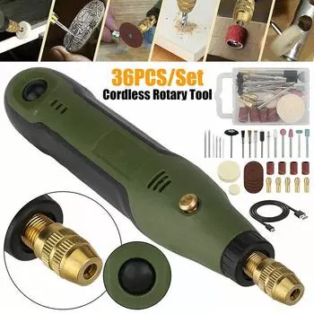 Мини-гравер, электрическая беспроводная мини-дрель, шлифовальная машина, USB-зарядка, набор ручек для гравировки с 33 аксессуарами