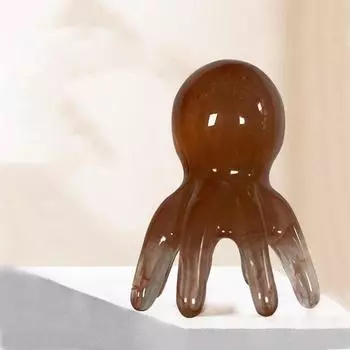 Мини-гребень «Осьминог» из смолы с восемью зубьями, массажная расческа для СПА унисекс коричневый