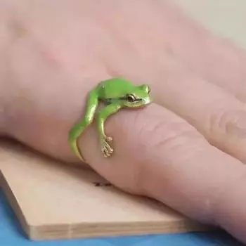 Mini Green Tree Frog Ring Frog Open Rings for Women Men Metal Cute Animal Adjustable Finger Ring Jewelry Birthday Party Gift New Adjustable