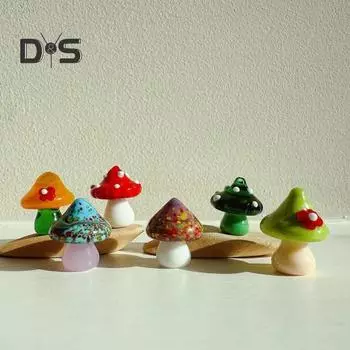 Мини-гриб, миниатюрный садовый мох, стекло, смола, поделки, украшения, маленькие милые украшения для сказочного сада, ручная работа, домашний декор своими руками красный
