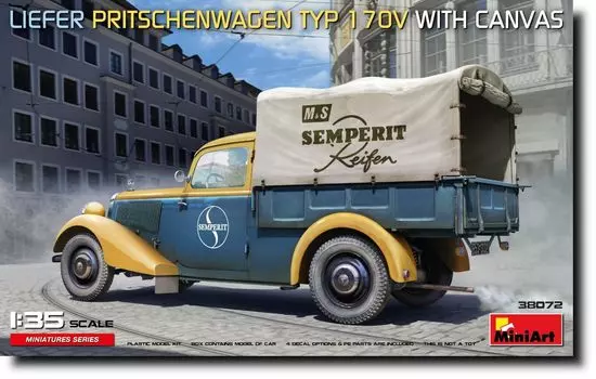 Мини-грузовик с бортовой платформой Art Delivery Type 170V с тентом, пластиковая модель MA38072 1/35