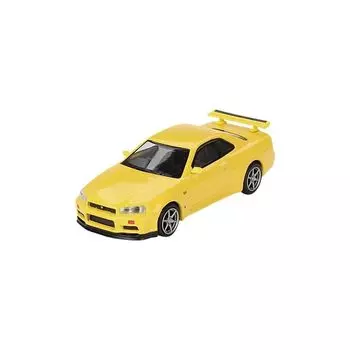 MINI GT 1/64 nissan skyline GT-R R34 V spec lighting yellow (Right handle) Finished product