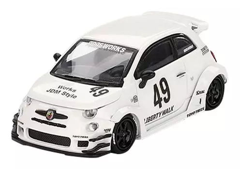 MINI GT Abarth 595 x Abas Works Гала Белый Готовый продукт 1/64 LB-WORKS (Левый руль)