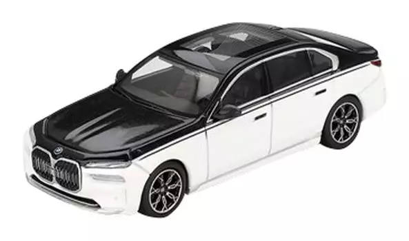 MINI GT Масштаб BMW i7 xDrive60 Alpine Sapphire Готовая модель 1/64 Белый/Черный (Левый руль) MGT00959-BL