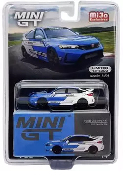 MINI GT MiJo Exclusives Honda Civic Type R Pace Car Blue Завершенный продукт 1/64 2023#3 (Левая ручка)