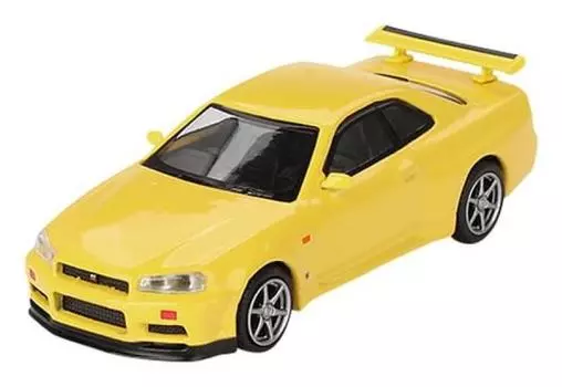 MINI GT Nissan Skyline R34 Световой Желтый Готовое Изделие 1/64 GT-R V-Spec (Правый руль)
