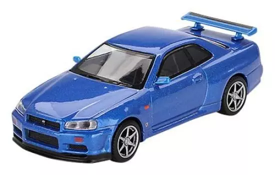 MINI GT Nissan Skyline R34 V Spec Bayside Blue Готовый продукт 1/64 GT-R (Правая ручка)