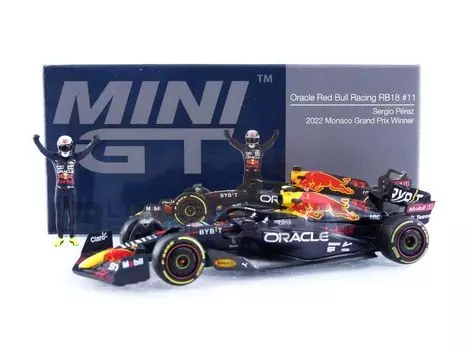 MINI GT Oracle Red Bull Racing RB18 2022 Winner Car Monaco Grand Prix with Sergio Perez Figure Completed Product 1/64 #11