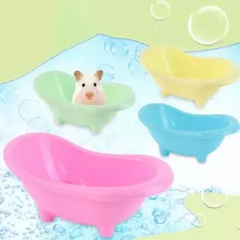 Mini Hamster Bathtub Plastic Pet Mouse Bathing Bathtub Creative Hamster Bathing Sand Room Cleaning синий