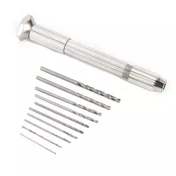 Mini Hand Drill With10Pcs HSS Drill Bits For Epoxy Resin Jewelry Making DIY Wood Craft Handmade Tools