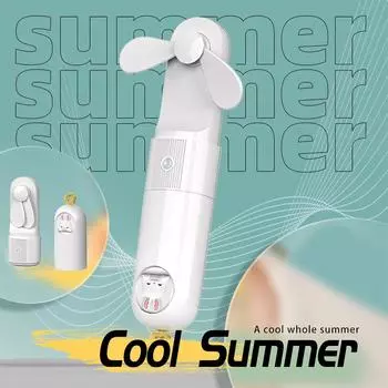 Mini Handheld Fan 5 Speeds USB Charging Hanging Neck Fan LED Digital Display For Outdoor Sport Student Office Desk Fan 1PCS белый