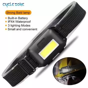 Mini Headlight COB LED Headlamp 3 Modes Waterproof Headlight Head Flashlight Torch Lantern for Outdoor Camping Night Fishing Without Battery чёрный
