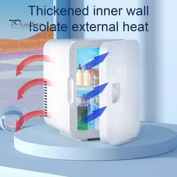 Мини-холодильник 6л, многофункциональный охладитель для напитков, энергосберегающий, тихий, портативный, компактный, настольный холодильник EU белый