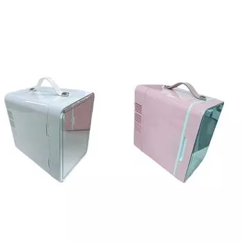 Мини-холодильник с функцией охлаждения и подогрева, низкий уровень шума, светодиодное зеркало для макияжа, мини-холодильник для ухода за кожей, косметика, дорожная спальня белый