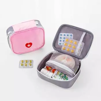 Мини-сумка для аптечки первой помощи для путешествий, портативная аптечка, сумки для аптечек, сумка для хранения лекарств, небольшой органайзер серый