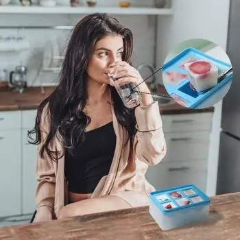 Мини-лоток для льда с крышкой, 6 полостей, креативная форма для кубиков льда своими руками, для морозильника, пресс-форма для кубиков льда с противоскользящим покрытием Square белый