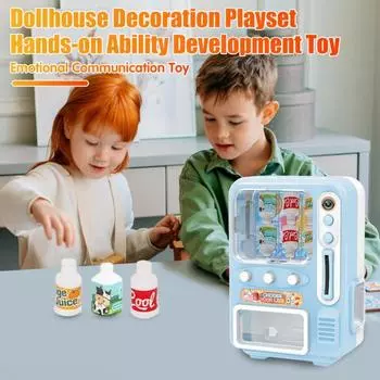 Мини-игрушка-автомат для продажи с бутылками для напитков, игровой набор для детей синий
