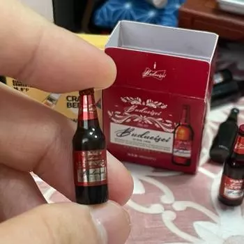 Мини-игрушка Budweiser Beer, ролевая игра 1 : 12 кукольных аксессуаров, миниатюрная сцена в стиле супермаркета с 12 мини-игрушками в виде пивных бутылок